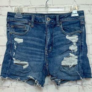 American Eagle Hi-Rise Shortie Distressed Cut Off Denim Shorts